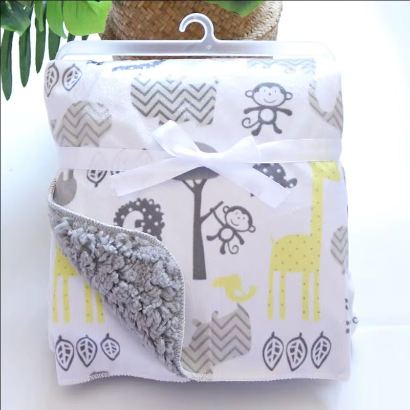 Baby Blankets New Thicken Double Layer Cartoon Fleece Infant Swaddle Bebe Envelope Stroller Wrap Newborn Baby Bedding Blanket