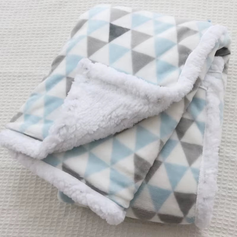 Baby Blankets New Thicken Double Layer Cartoon Fleece Infant Swaddle Bebe Envelope Stroller Wrap Newborn Baby Bedding Blanket