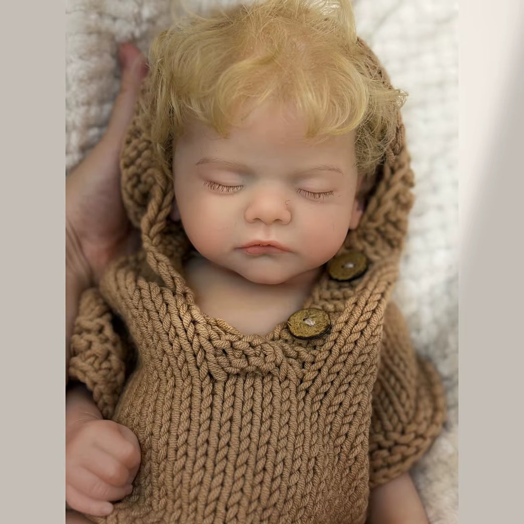 Open Mouth Boy Doll 45Cm Waterproof Sam Full Body Silicone Bebe Reborn with Rooted Hair & Eyelashes Lifelike Reborn Doll