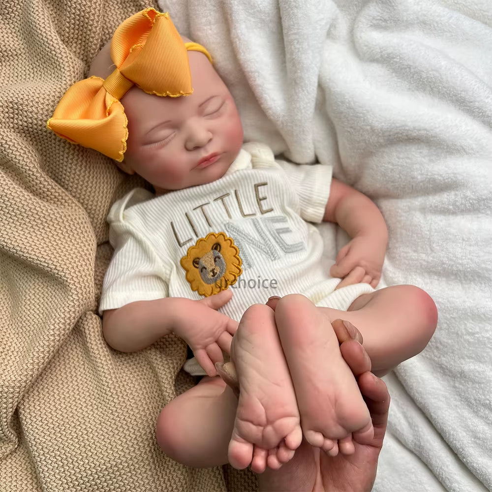 Newborn Silicone Baby Doll Full Body Weighted Hand Painted Reborn Doll Closed Eyes Lifelike Girl Collectibles DIY Reborne Artist