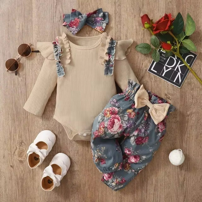 3Pcs Baby Girl Clothes Set Newborn Kids Clothing Childern Toddler Girl Clothes Bebe Girl Outfits Infant New Born Clothes