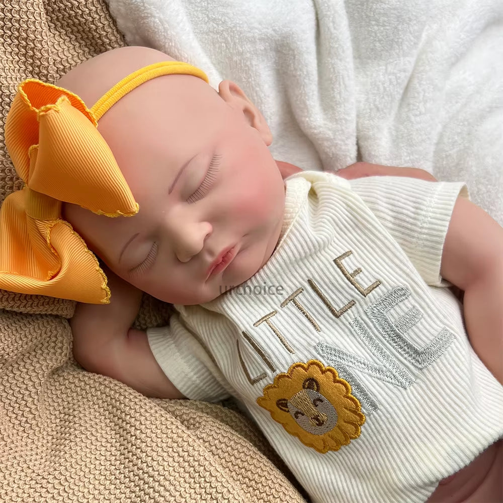 Newborn Silicone Baby Doll Full Body Weighted Hand Painted Reborn Doll Closed Eyes Lifelike Girl Collectibles DIY Reborne Artist