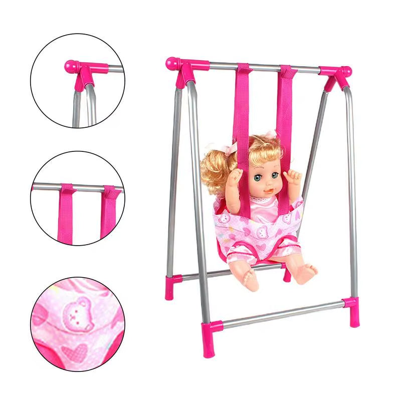 Reborn Doll Baby Toddler Furniture Toy Playset ABS Plastic Cradle Swing Nursery Room Decor Role Play Doll House Furniture