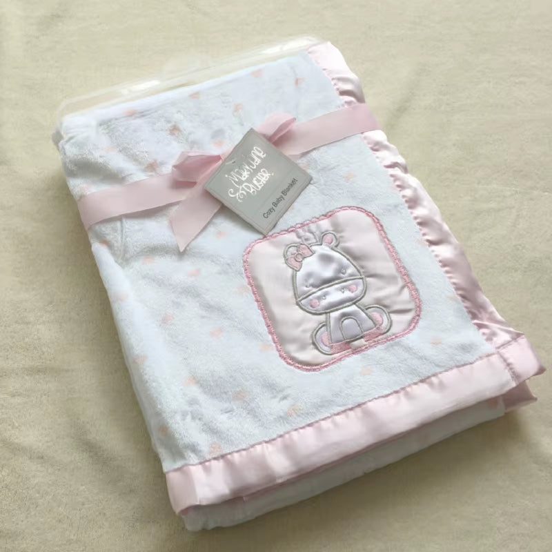 Baby Blankets New Thicken Double Layer Cartoon Fleece Infant Swaddle Bebe Envelope Stroller Wrap Newborn Baby Bedding Blanket