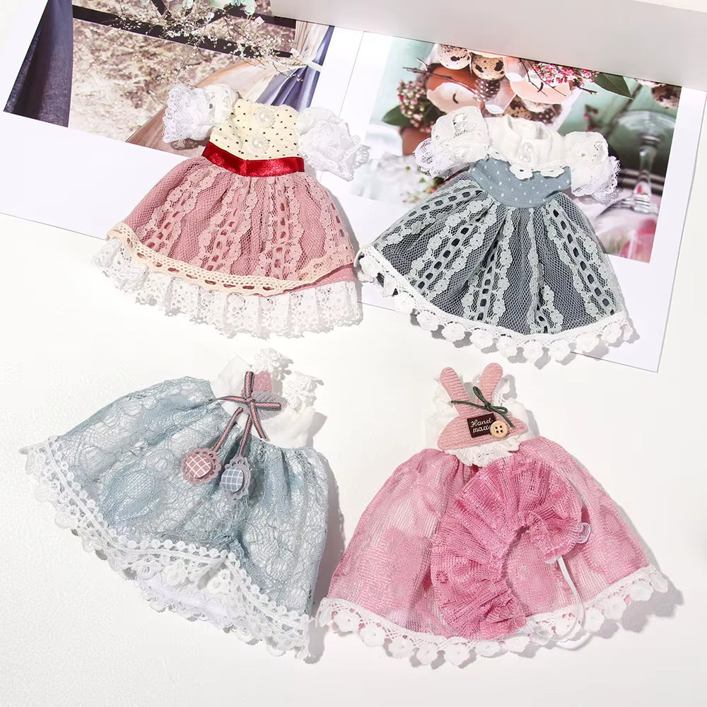 1 Set New Summer DIY Dolls Dress Toys Bikini Cloth Lace Skirt Toys Clothes Skirt Fabric Sewing for 16Cm/31Cm Doll Accessories