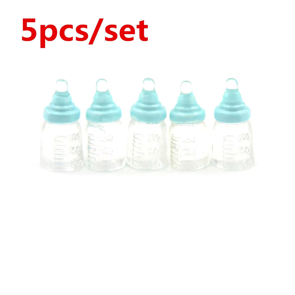 Multiple Styles Resin Simulation Mini Milk Bottle Miniature Baby Bottle Super Cute Transparent Bottle 1:12 Dollhouse Accessories