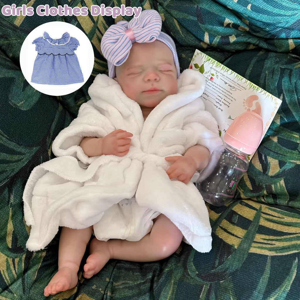 1Pc/One More Outfits 18Inch Open Mouth Pascale Soft Silicone Bebe Reborn Girl Doll with Painted Skin Lifelike Newborn Girl Doll