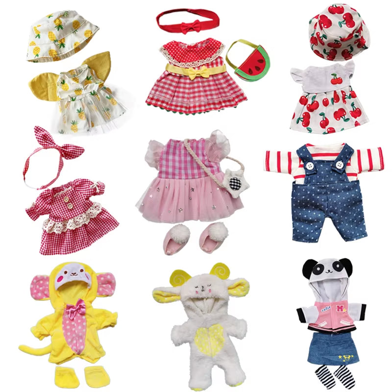 Doll Clothes Fit 25Cm Baby Doll Accessories 1/6 BJD Doll New Born Doll Outfits Cute Dress Headwear Suit Girls Gifts