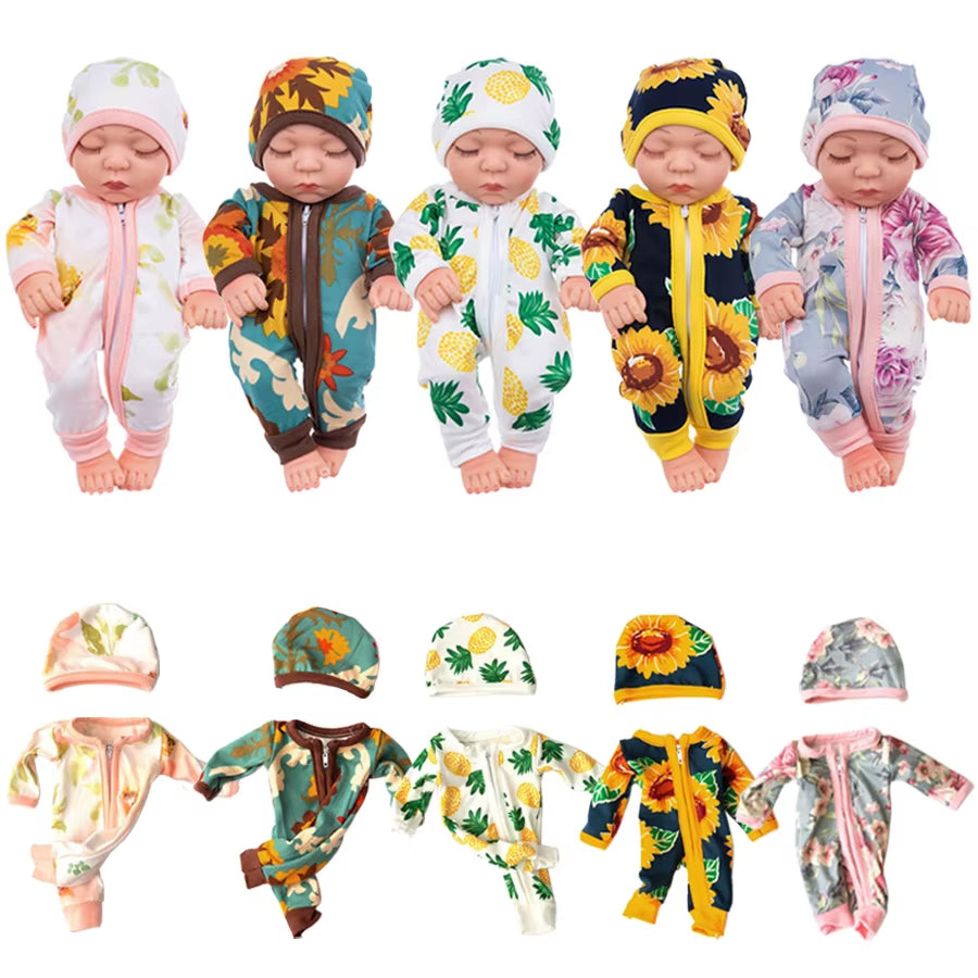 Cute Sunflower Pajamas Suit for 25 Cm Born Baby Reborn Doll Clothes Jumpsuits 10Inch Doll Girls Toys Our Generation Nenuco
