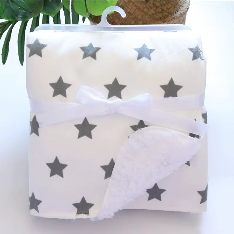 Baby Blankets New Thicken Double Layer Cartoon Fleece Infant Swaddle Bebe Envelope Stroller Wrap Newborn Baby Bedding Blanket