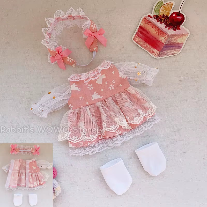 Doll Clothes Fit 25Cm Baby Doll Accessories 1/6 BJD Doll New Born Doll Outfits Cute Dress Headwear Suit Girls Gifts