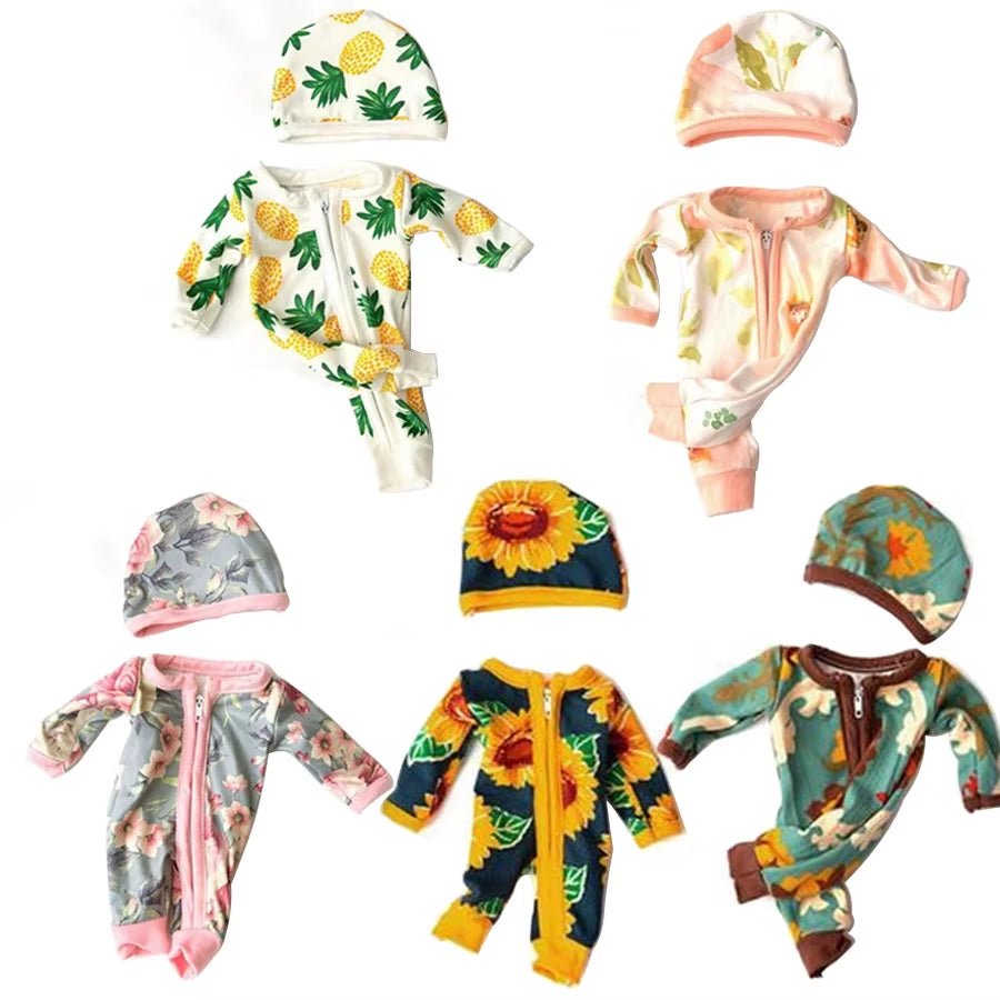 Cute Sunflower Pajamas Suit for 25 Cm Born Baby Reborn Doll Clothes Jumpsuits 10Inch Doll Girls Toys Our Generation Nenuco