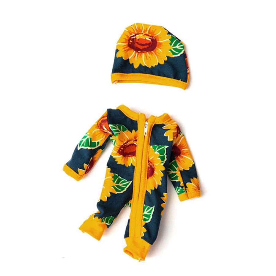 Cute Sunflower Pajamas Suit for 25 Cm Born Baby Reborn Doll Clothes Jumpsuits 10Inch Doll Girls Toys Our Generation Nenuco