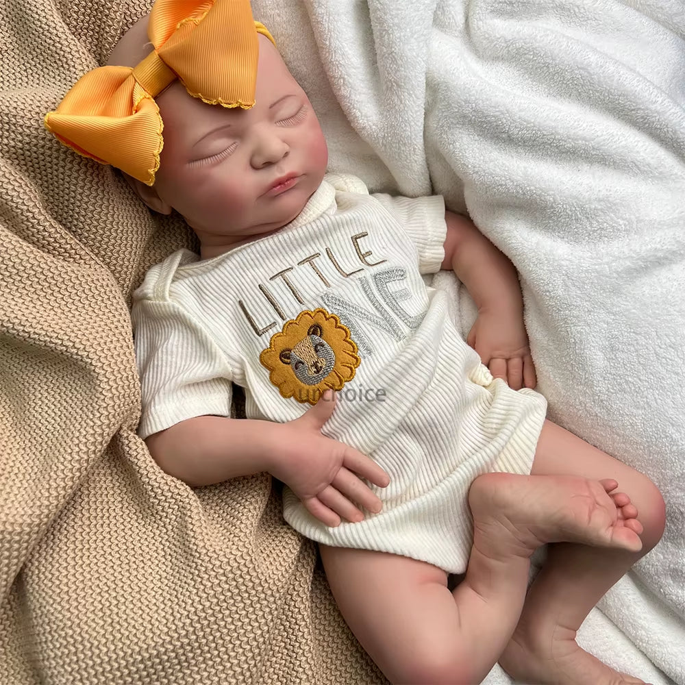 Newborn Silicone Baby Doll Full Body Weighted Hand Painted Reborn Doll Closed Eyes Lifelike Girl Collectibles DIY Reborne Artist