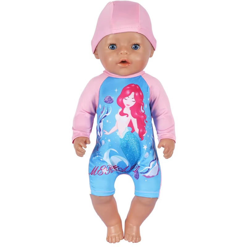 Baby Doll Clothes Flamingo Swimsuit Summer Clothes for 43Cm New Born Baby Doll Clothes Swim American 18 Inch Girl Dolls Bikini