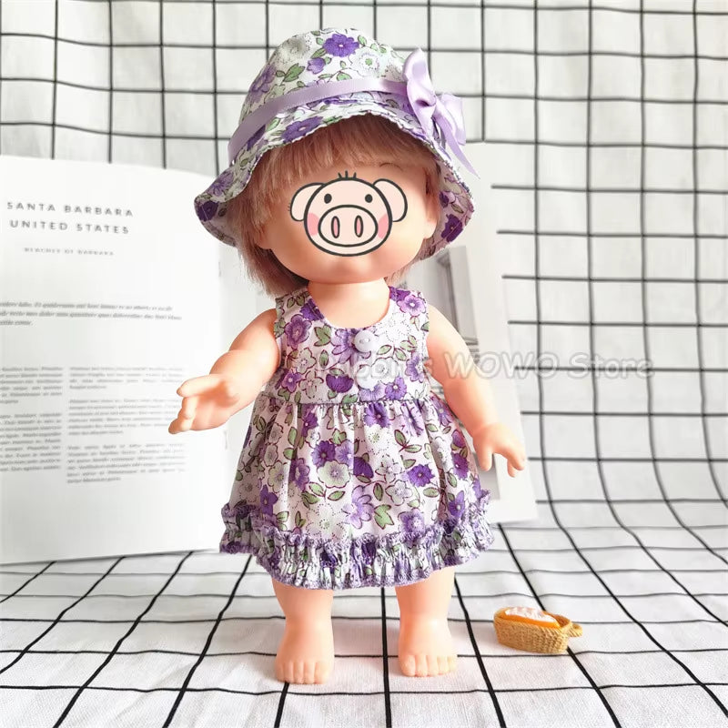 Doll Clothes Fit 25Cm Baby Doll Accessories 1/6 BJD Doll New Born Doll Outfits Cute Dress Headwear Suit Girls Gifts